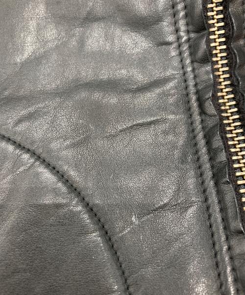 Obelisk（オベリスク）Obelisk (オベリスク) ニット切替レザーフードジャケット ブラック サイズ:Mの古着・服飾アイテム