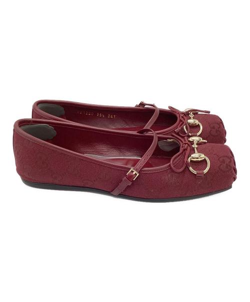 GUCCI（グッチ）GUCCI (グッチ) ホースビットフラットバレエシューズ ボルドー サイズ:35の古着・服飾アイテム