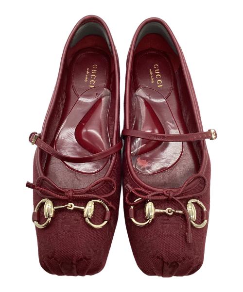 GUCCI（グッチ）GUCCI (グッチ) ホースビットフラットバレエシューズ ボルドー サイズ:35の古着・服飾アイテム