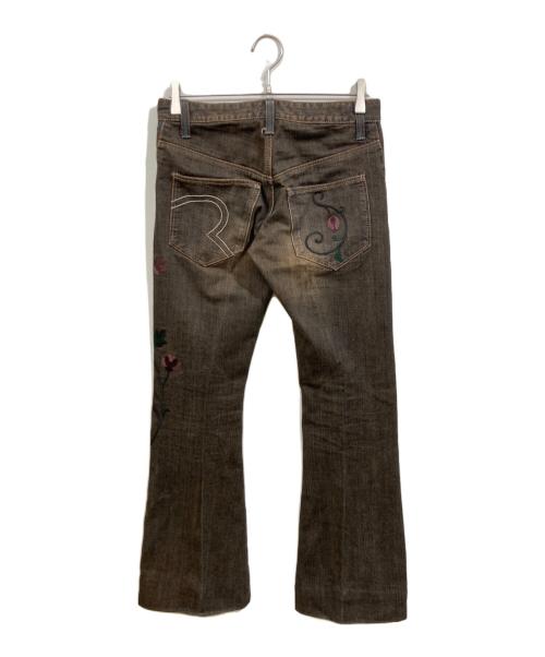 Obelisk（オベリスク）Obelisk (オベリスク) 花柄ブーツカットデニムパンツ ブラウン サイズ:28の古着・服飾アイテム