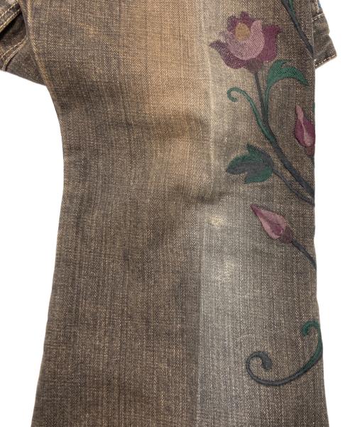 Obelisk（オベリスク）Obelisk (オベリスク) 花柄ブーツカットデニムパンツ ブラウン サイズ:28の古着・服飾アイテム