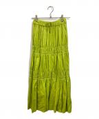 MAISON SPECIALメゾンスペシャル）の古着「ヴィーガンレザーボリュームスカート」｜黄緑