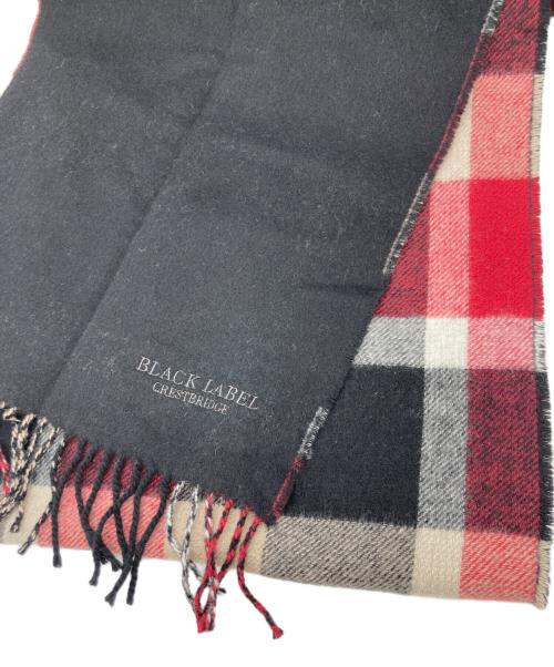 BLACK LABEL CRESTBRIDGE（ブラックレーベル クレストブリッジ）BLACK LABEL CRESTBRIDGE (ブラックレーベル クレストブリッジ) カシミヤマフラー ブラック×レッドの古着・服飾アイテム