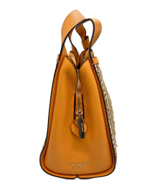 Kate Spade（ケイトスペード）Kate Spade (ケイトスペード) Knott Raffia Tweed Medium Crossbody Tote オレンジの古着・服飾アイテム