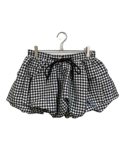 GANNI（ガニー）GANNI (ガニー) 'Crinkled Check Mini Bubble' skirt ホワイト×ブラック サイズ:実寸をご確認くださいの古着・服飾アイテム