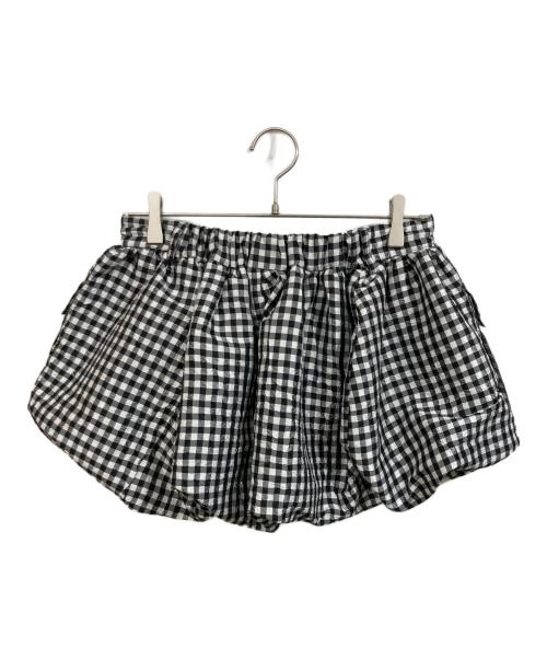 GANNI（ガニー）GANNI (ガニー) 'Crinkled Check Mini Bubble' skirt ホワイト×ブラック サイズ:実寸をご確認くださいの古着・服飾アイテム