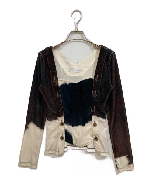 YOHEI OHNO（ヨウヘイオオノ）YOHEI OHNO (ヨウヘイオオノ) Stmacher Cowhide Velor Top ブラウン サイズ:SIZE 36の古着・服飾アイテム