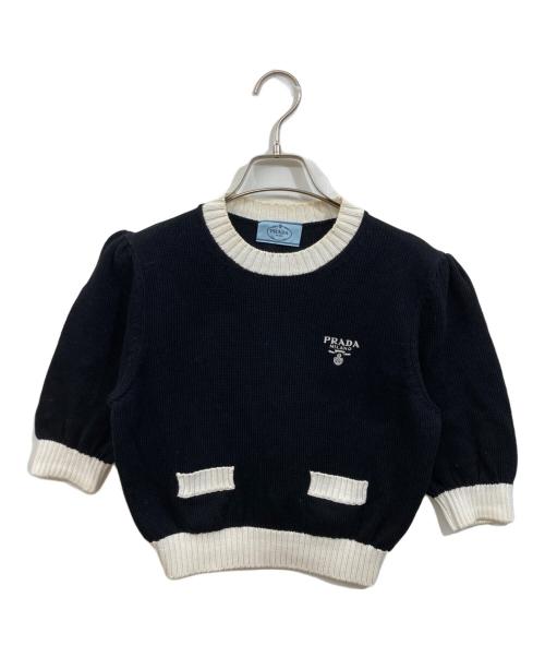 PRADA（プラダ）PRADA (プラダ) ロゴ刺繍ニット ブラック サイズ:SIZE 38の古着・服飾アイテム