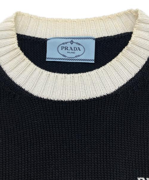 PRADA（プラダ）PRADA (プラダ) ロゴ刺繍ニット ブラック サイズ:SIZE 38の古着・服飾アイテム