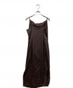 FRAY IDフレイ アイディー）の古着「ドレープサテンキャミワンピース」｜ブラウン