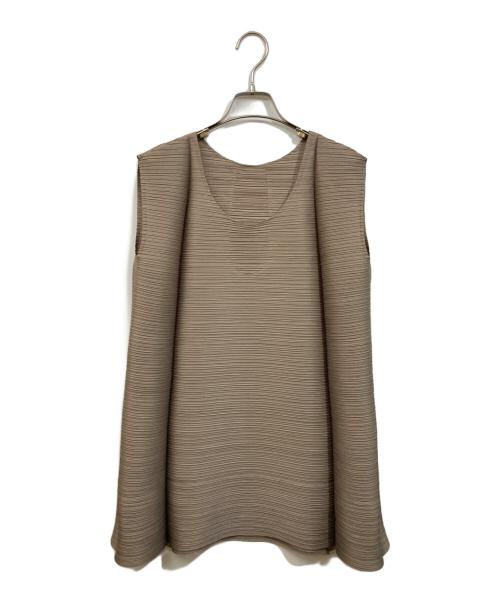PLEATS PLEASE（プリーツプリーズ）PLEATS PLEASE (プリーツプリーズ) 横プリーツノースリーブカットソー ベージュ サイズ:3の古着・服飾アイテム