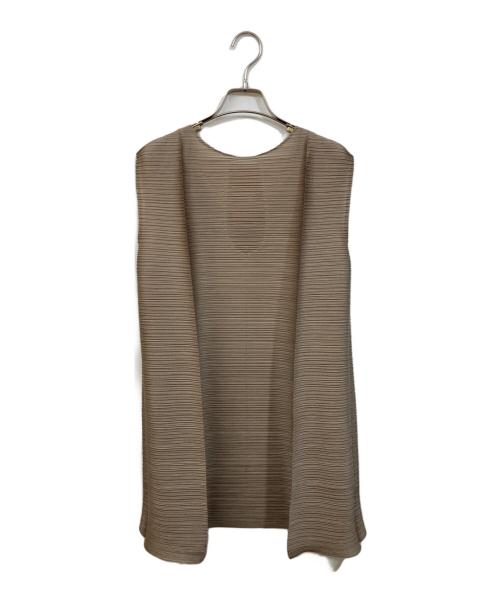 PLEATS PLEASE（プリーツプリーズ）PLEATS PLEASE (プリーツプリーズ) 横プリーツノースリーブカットソー ベージュ サイズ:3の古着・服飾アイテム