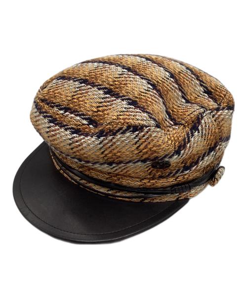 MAISON MICHEL（メゾンミッシェル）Maison Michel (メゾンミッシェル) ツイードキャスケット イエロー サイズ:SIZE Mの古着・服飾アイテム