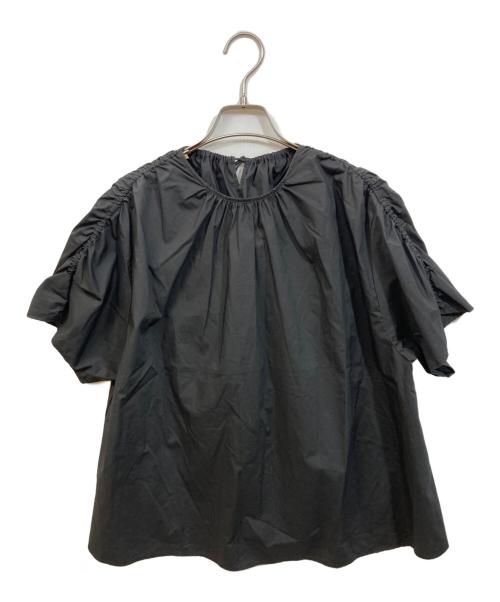 BALLSEY（ボールジィ）BALLSEY (ボールジィ) プロセスドコットン ギャザーブラウス ブラック サイズ:	SIZE 36の古着・服飾アイテム
