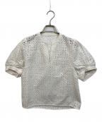 BALLSEYボールジィ）の古着「サークルフラワーエンブロイダリー キーネックブラウス」｜ホワイト