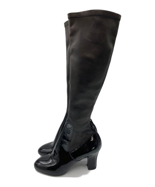 LOUIS VUITTON（ルイ ヴィトン）LOUIS VUITTON (ルイ ヴィトン) エナメル切替レザーロングブーツ ブラック サイズ:34の古着・服飾アイテム