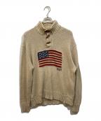 POLO RALPH LAURENポロ・ラルフローレン）の古着「星条旗ショールカラーニット」｜ベージュ