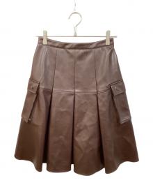 KUME（クメ）の古着「Vegan Leather Pleated Cargo Skirt」｜ブラウン