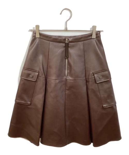 KUME（クメ）KUME (クメ) Vegan Leather Pleated Cargo Skirt ブラウン サイズ:Sの古着・服飾アイテム
