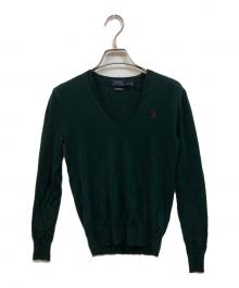 POLO RALPH LAUREN（ポロ・ラルフローレン）の古着「メリノウールVネックニット」｜グリーン