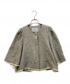 NEMIKAネミカ）の古着「ビジューボタン付き ツイードポンチョ」｜グレー