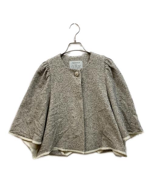 NEMIKA（ネミカ）NEMIKA (ネミカ) ビジューボタン付き ツイードポンチョ グレー サイズ:SIZE 1の古着・服飾アイテム