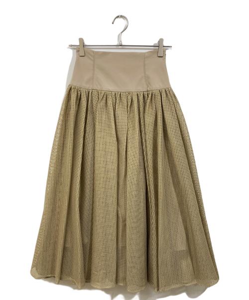 anuans（アニュアンス）anuans (アニュアンス) メッシュレースドッキングボリュームスカート ベージュ サイズ:	SIZE Sの古着・服飾アイテム