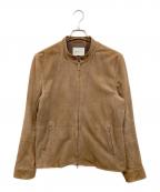 EDIFICEエディフィス）の古着「ヤギ革シングルライダースジャケット」｜ベージュ