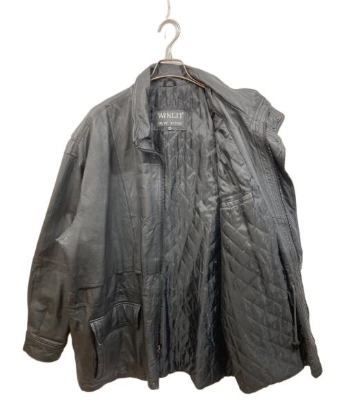 WINLIT NEWYORK（ウィンリット・ニューヨーク）WINLIT NEWYORK (ウィンリット・ニューヨーク) レザージャケット ブラック サイズ:SIZE XLの古着・服飾アイテム