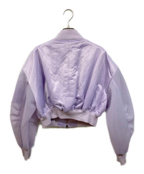 THINGS THAT MATTER（シングスザットマター）things that matter (シングスザットマター) SHEER SLEEVES COMPACT MA-1 BLOUSON パープル サイズ:Freeの古着・服飾アイテム