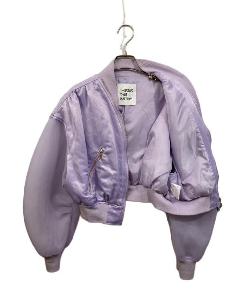 THINGS THAT MATTER（シングスザットマター）things that matter (シングスザットマター) SHEER SLEEVES COMPACT MA-1 BLOUSON パープル サイズ:Freeの古着・服飾アイテム