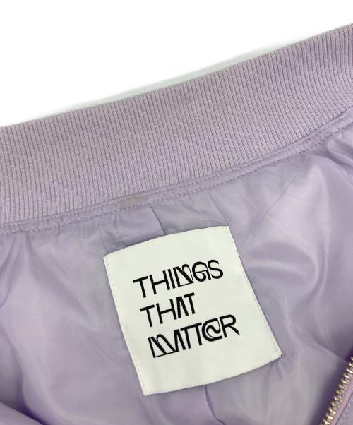 THINGS THAT MATTER（シングスザットマター）things that matter (シングスザットマター) SHEER SLEEVES COMPACT MA-1 BLOUSON パープル サイズ:Freeの古着・服飾アイテム