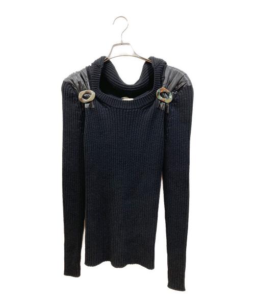 BOTTEGA VENETA（ボッテガベネタ）BOTTEGA VENETA (ボッテガベネタ) ニットデザインワンピース ブラック サイズ:38の古着・服飾アイテム