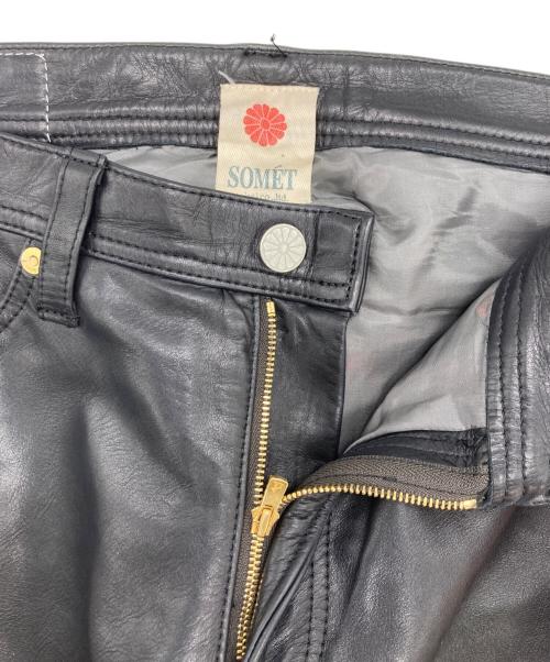 SOMET（ソメ）SOMET (ソメ) レザーパンツ ブラック サイズ:Mの古着・服飾アイテム