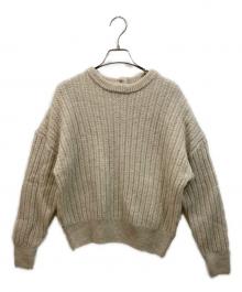 SHIPS any（シップスエニィ）の古着「タック編みクルーネック ボタン ニット プルオーバー」｜ベージュ