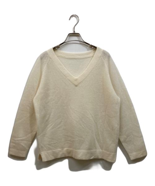 NOLLEY'S（ノーリーズ）NOLLEY'S (ノーリーズ) シアーカシミヤVネックプルオーバーニット アイボリー サイズ:	SIZE 38の古着・服飾アイテム