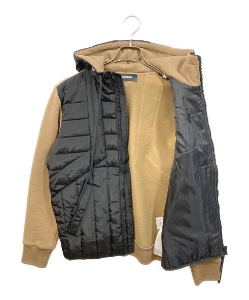 DIESEL（ディーゼル）DIESEL (ディーゼル) 異素材切り替えキルティングジャケット ベージュ×ブラック サイズ:Sの古着・服飾アイテム