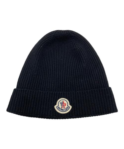MONCLER（モンクレール）MONCLER (モンクレール) ロゴワッペンニット帽 ブラックの古着・服飾アイテム