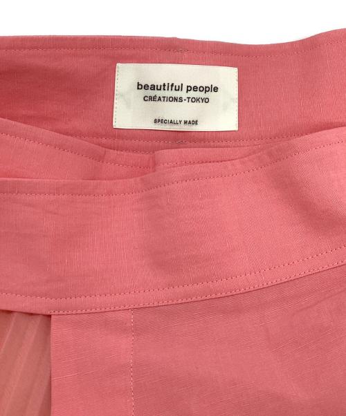 beautiful people（ビューティフルピープル）beautiful people (ビューティフルピープル) リネンプリーツスカート ピンク サイズ:36の古着・服飾アイテム
