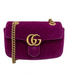 GUCCI（グッチ）の古着「GGマーモントベルベッドチェーンショルダーバッグ」｜パープル