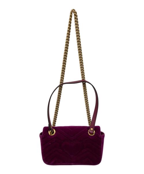 GUCCI（グッチ）GUCCI (グッチ) GGマーモントベルベッドチェーンショルダーバッグ パープルの古着・服飾アイテム