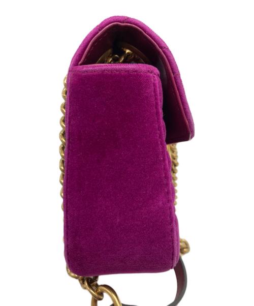 GUCCI（グッチ）GUCCI (グッチ) GGマーモントベルベッドチェーンショルダーバッグ パープルの古着・服飾アイテム