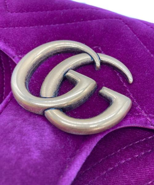 GUCCI（グッチ）GUCCI (グッチ) GGマーモントベルベッドチェーンショルダーバッグ パープルの古着・服飾アイテム
