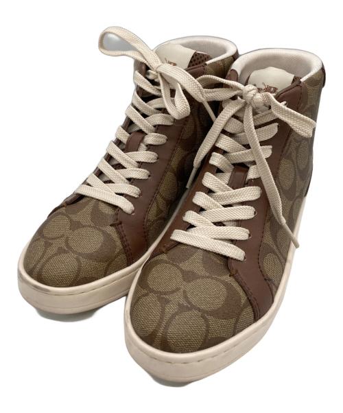 COACH（コーチ）COACH (コーチ) クリップ ハイ トップ スニーカー ベージュ サイズ:	SIZE 24cmの古着・服飾アイテム