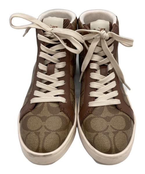 COACH（コーチ）COACH (コーチ) クリップ ハイ トップ スニーカー ベージュ サイズ:	SIZE 24cmの古着・服飾アイテム