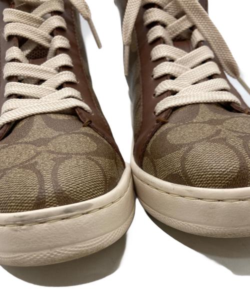 COACH（コーチ）COACH (コーチ) クリップ ハイ トップ スニーカー ベージュ サイズ:	SIZE 24cmの古着・服飾アイテム