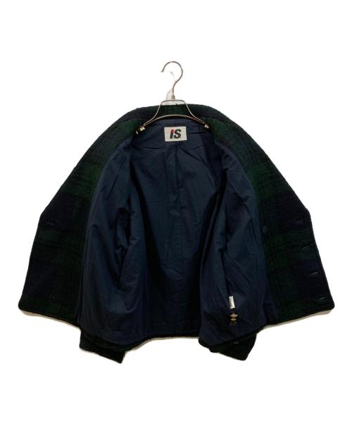I.S. ISSEY MIYAKE（イッセイ ミヤケ）I.S. ISSEY MIYAKE (イッセイ ミヤケ) チェックPコート ネイビー サイズ:7の古着・服飾アイテム