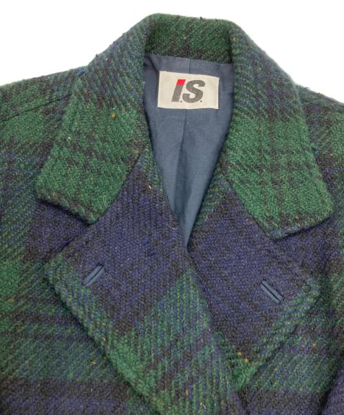 I.S. ISSEY MIYAKE（イッセイ ミヤケ）I.S. ISSEY MIYAKE (イッセイ ミヤケ) チェックPコート ネイビー サイズ:7の古着・服飾アイテム
