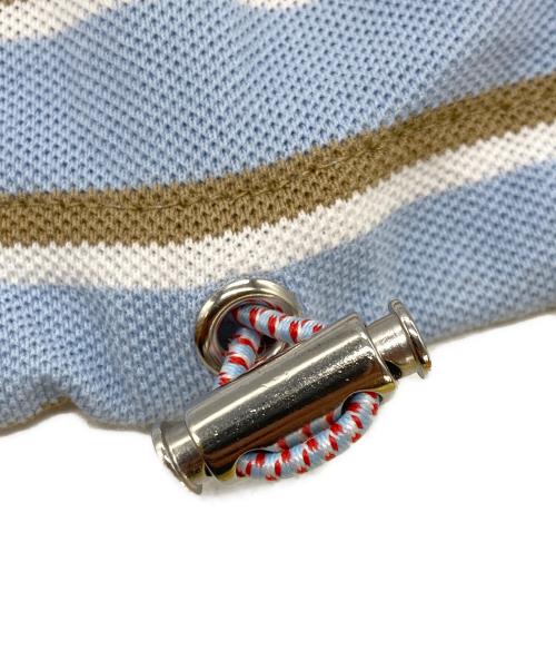 PRADA（プラダ）PRADA (プラダ) クロップド ストライプピケ ポロシャツ スカイブルー サイズ:38の古着・服飾アイテム