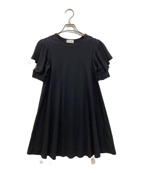 RED VALENTINO（レッドヴァレンティノ）RED VALENTINO (レッドヴァレンティノ) フレア半袖ワンピース ブラック サイズ:	SIZE Sの古着・服飾アイテム